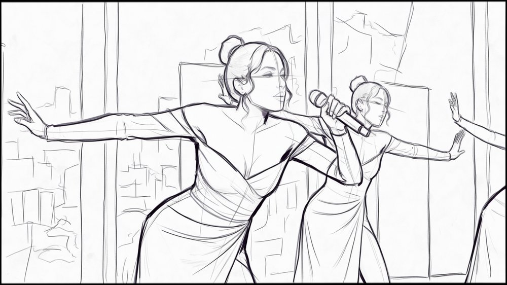 storyboard rough sketch by Dakota Warren