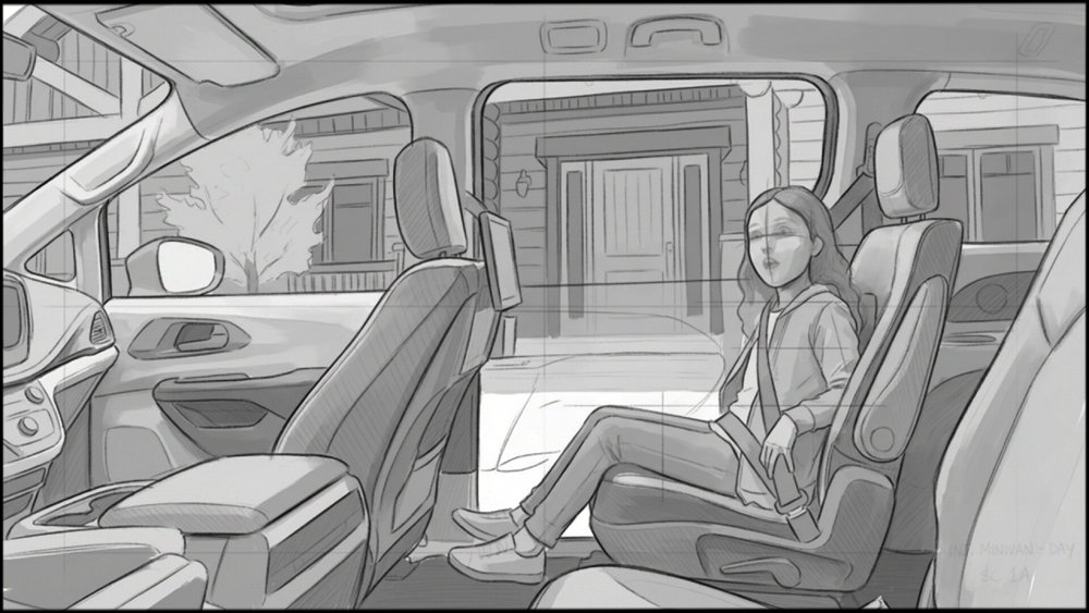 Automotive - Interiors - storyboard frame 3 by Dakota Warren